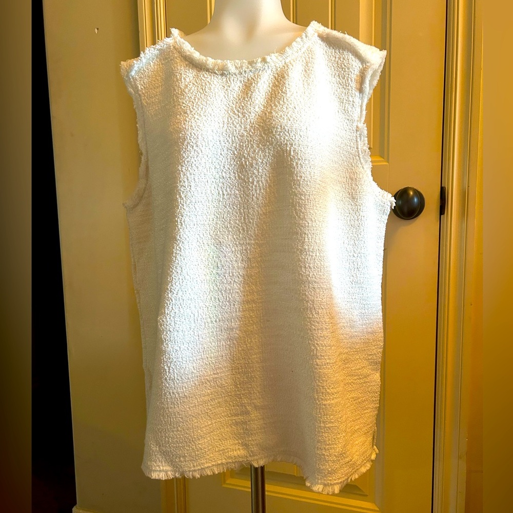 Banana Republic Beige Tweed Top with frayed hem. GORGEOUS!